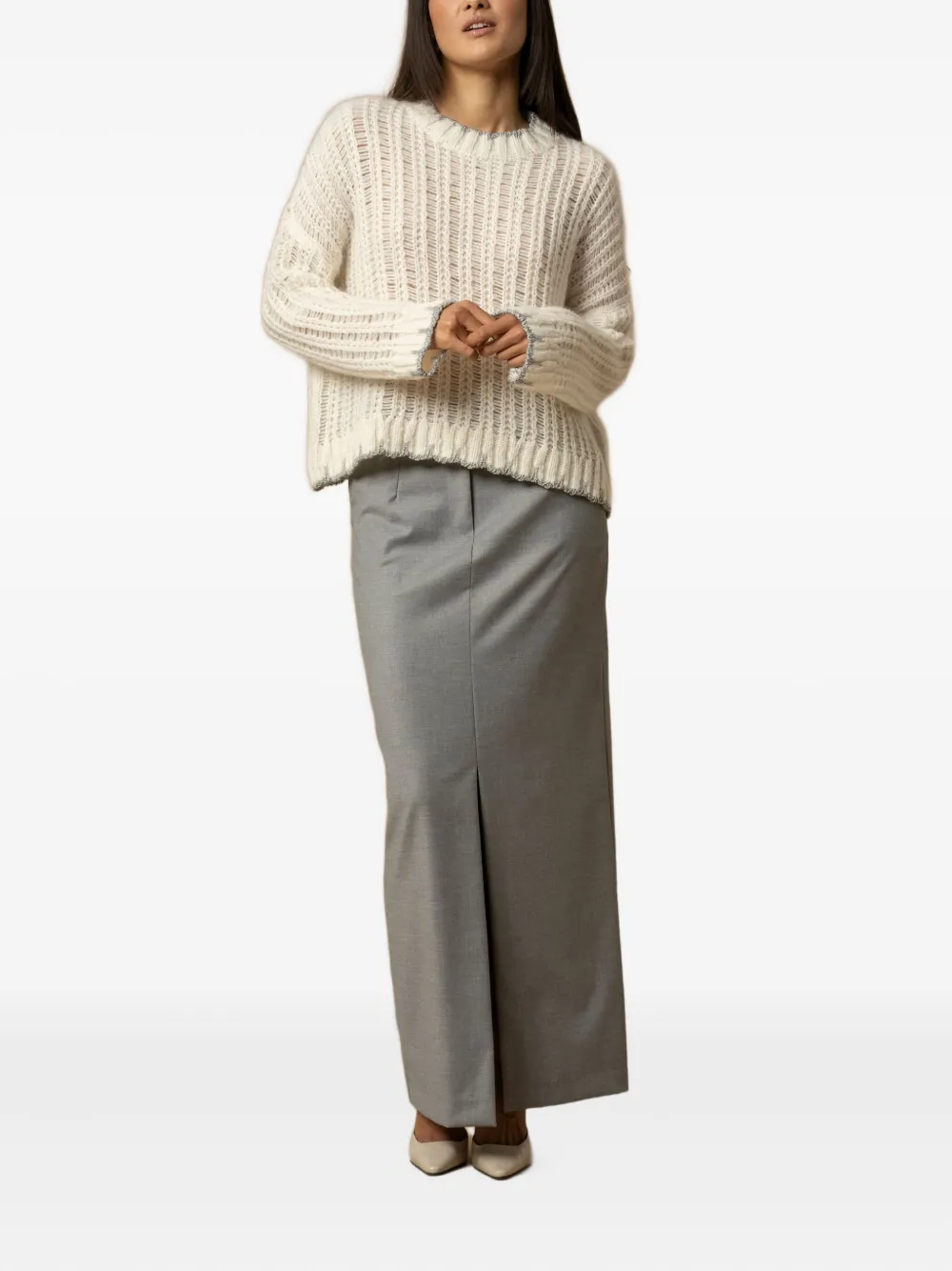 Kocca Jonan Openwork Sweater In Neutral