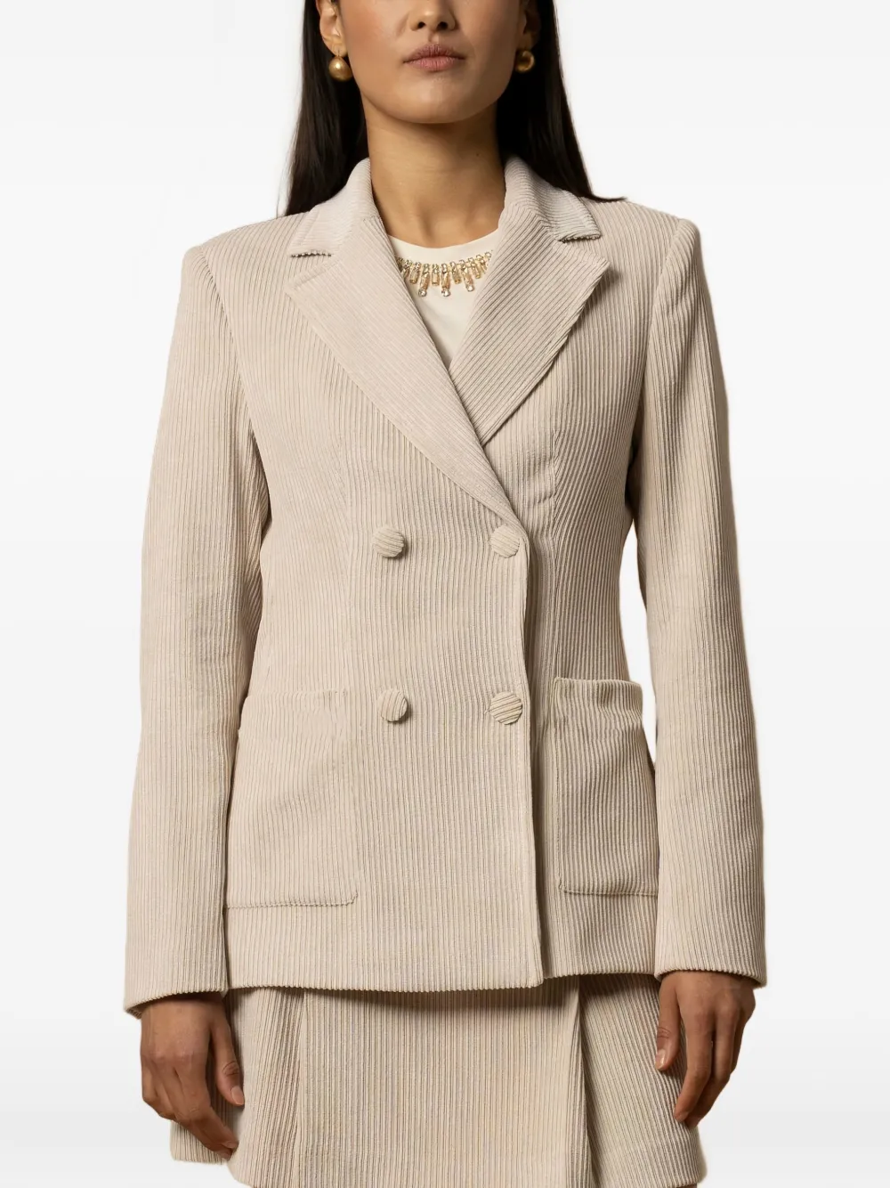 Kocca Aphelia Double-breasted Blazer In Neutral