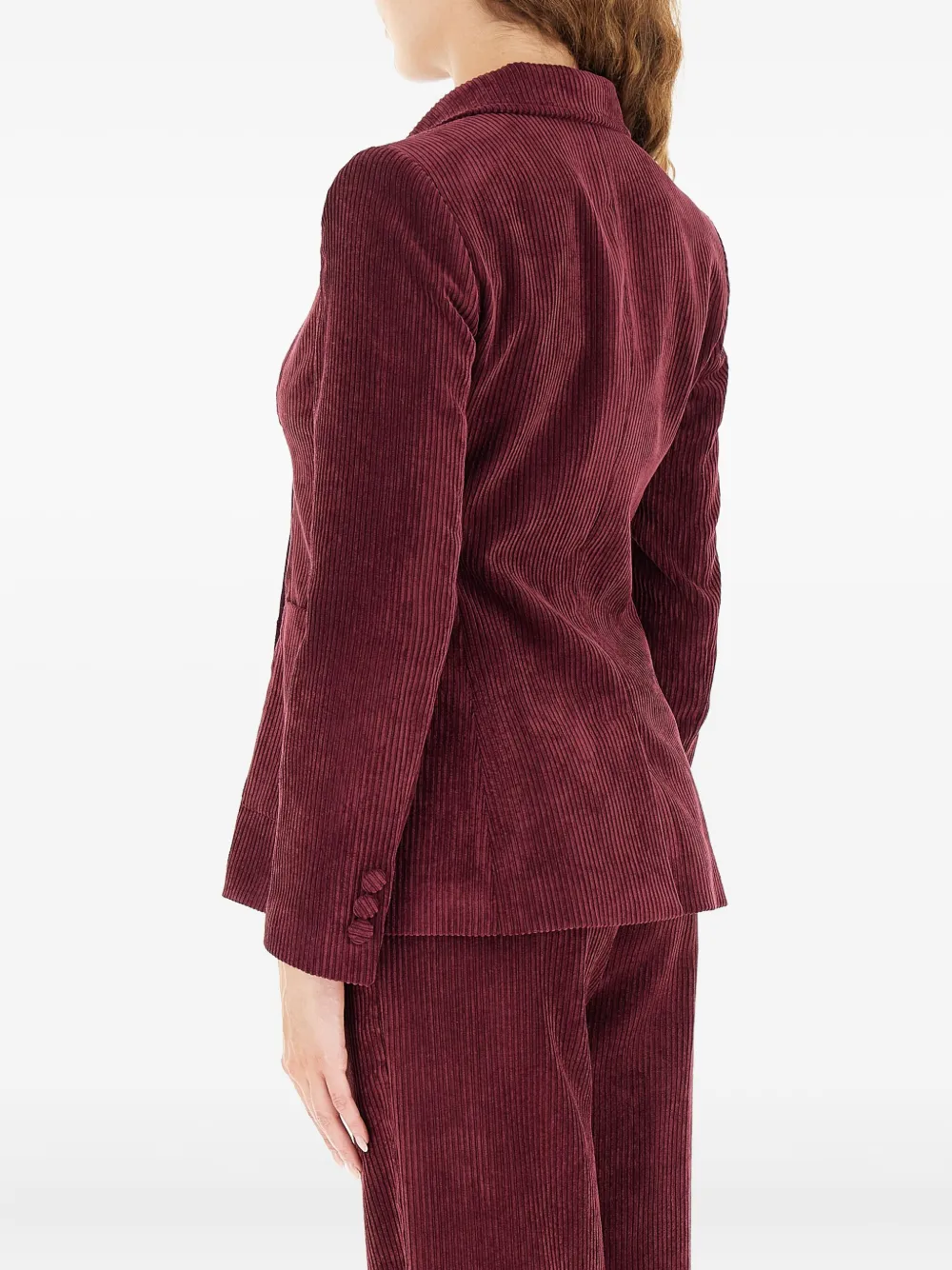 Kocca Aphelia Double-breasted Corduroy Blazer In Burgundy