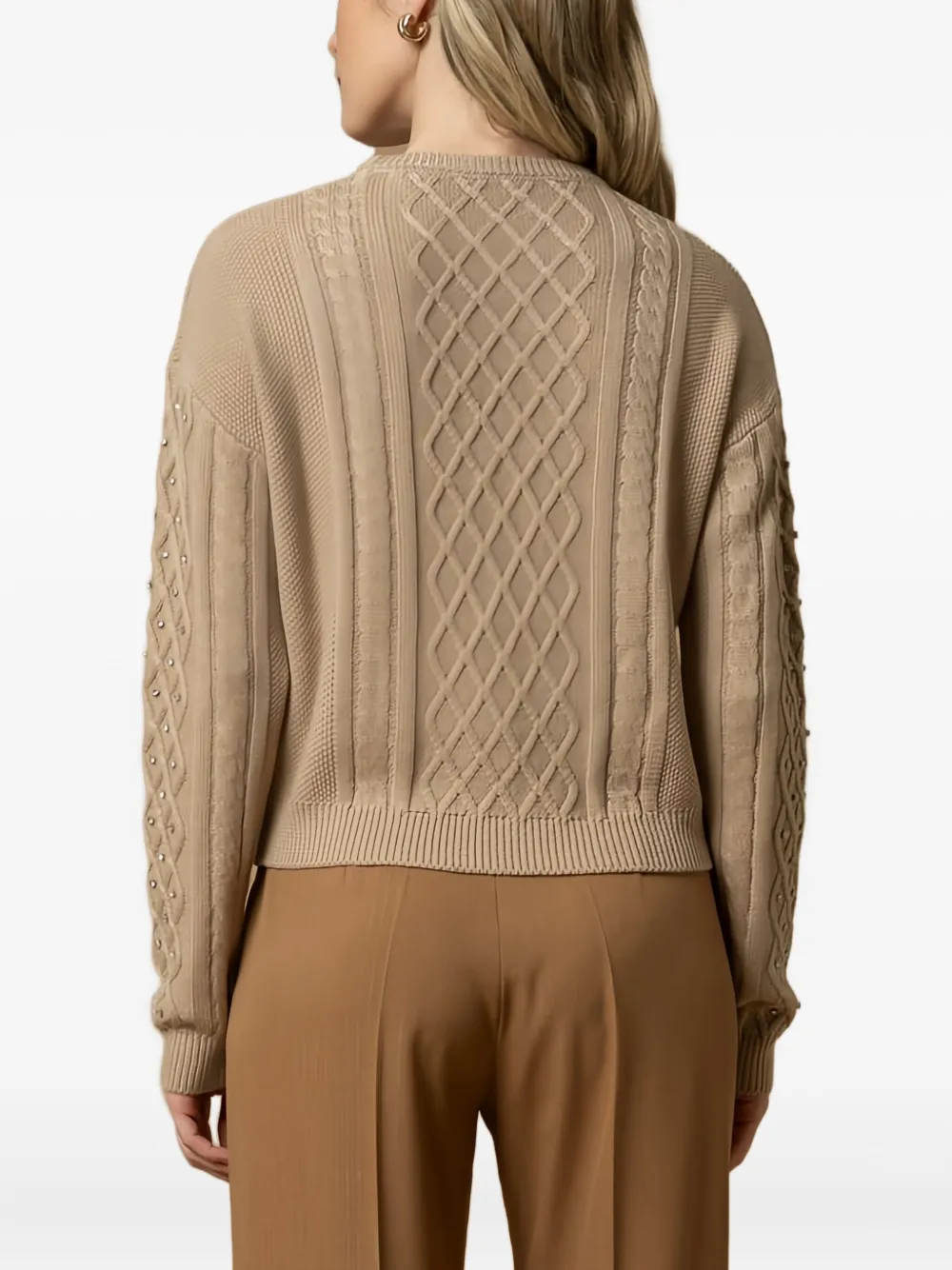 Kocca Emiliana Cable-knit Embellished Sweater In Brown