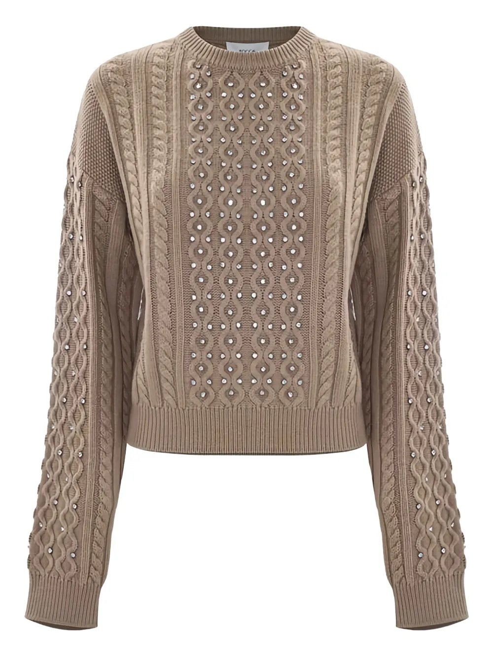 Kocca Emiliana Cable-knit Embellished Sweater In Brown