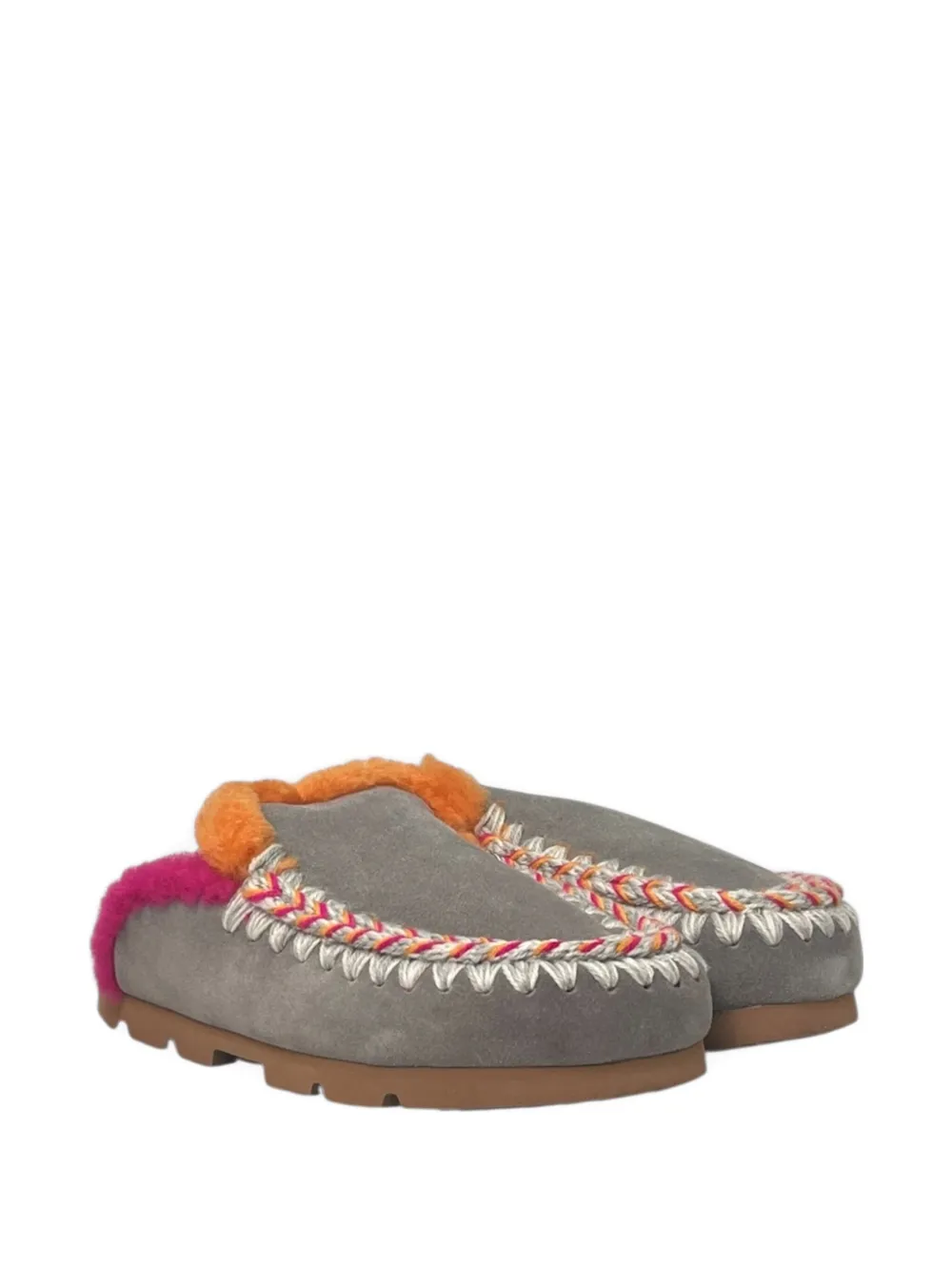 Mou Winter Bio Overstitching Mules In Gray