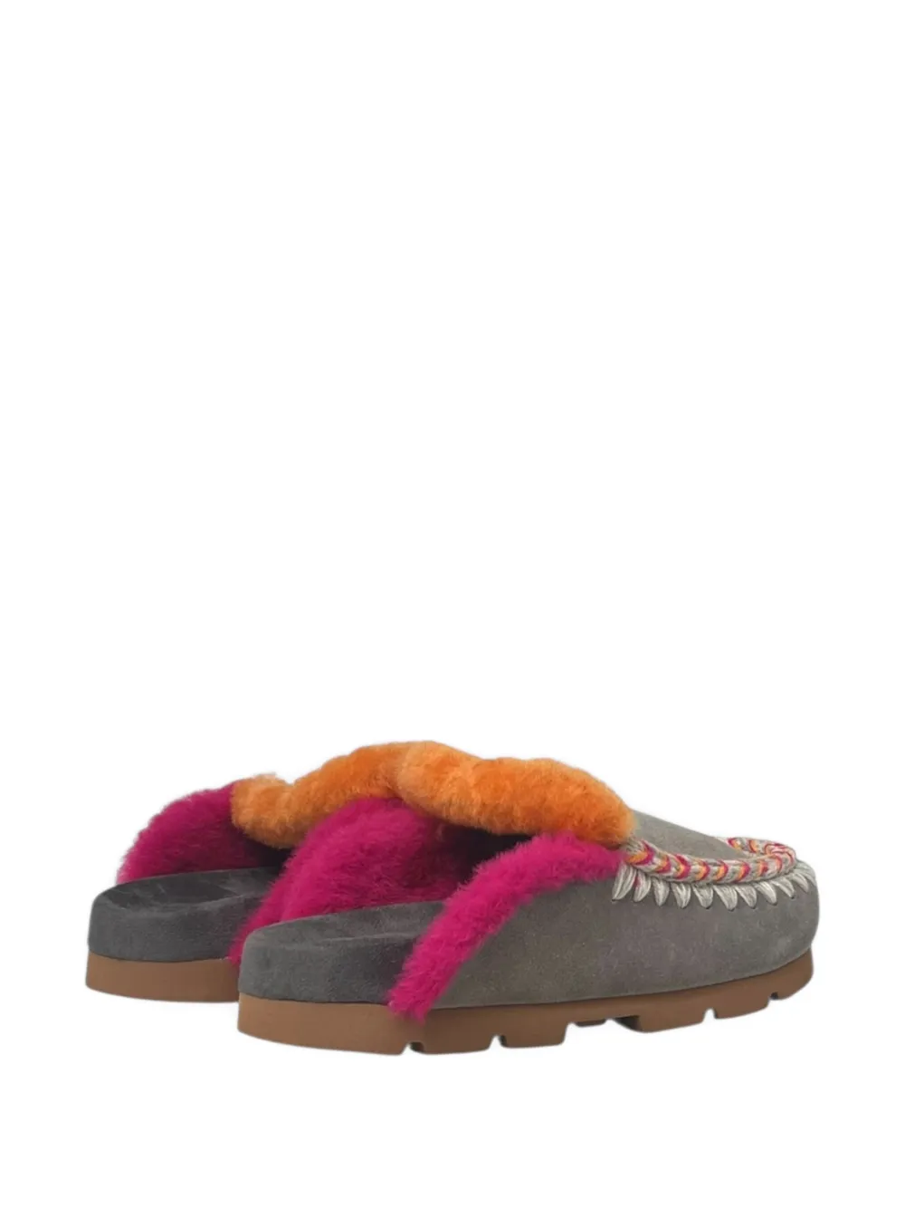 Mou Winter Bio Overstitching Mules In Gray