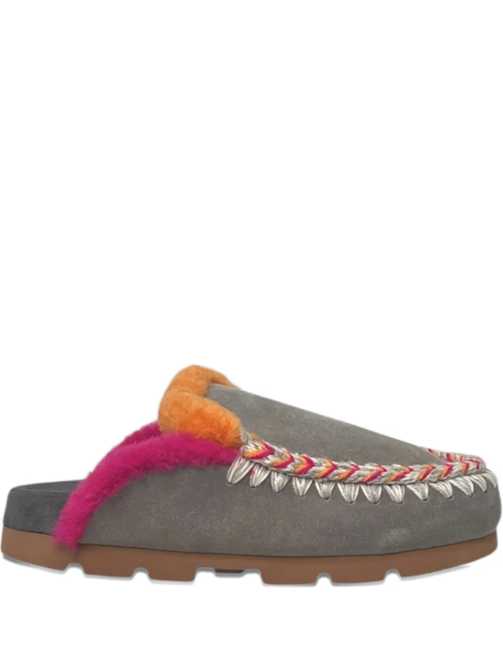 Mou Winter Bio Overstitching Mules In Gray