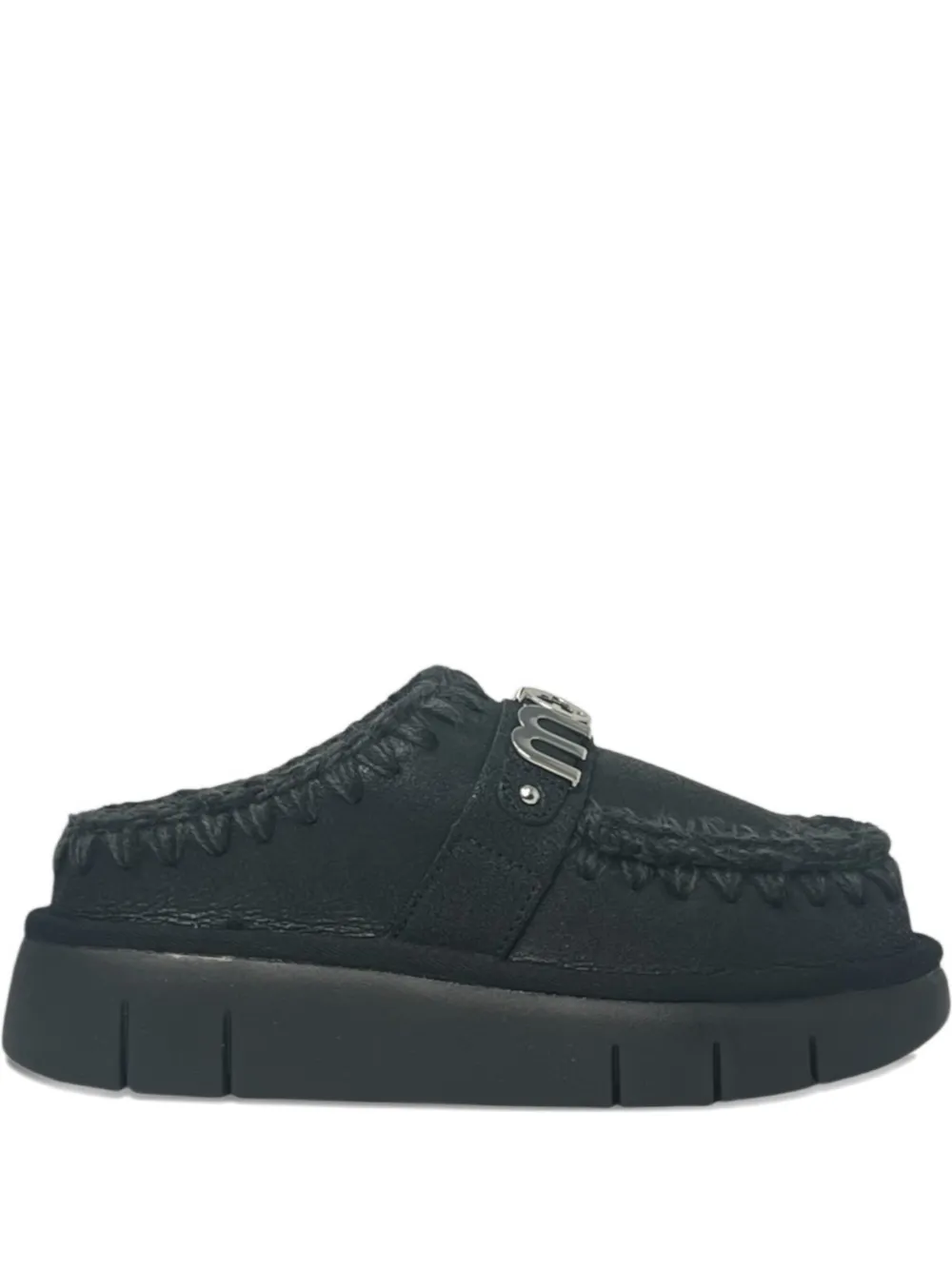 Mou Bounce Leather Mules In Black