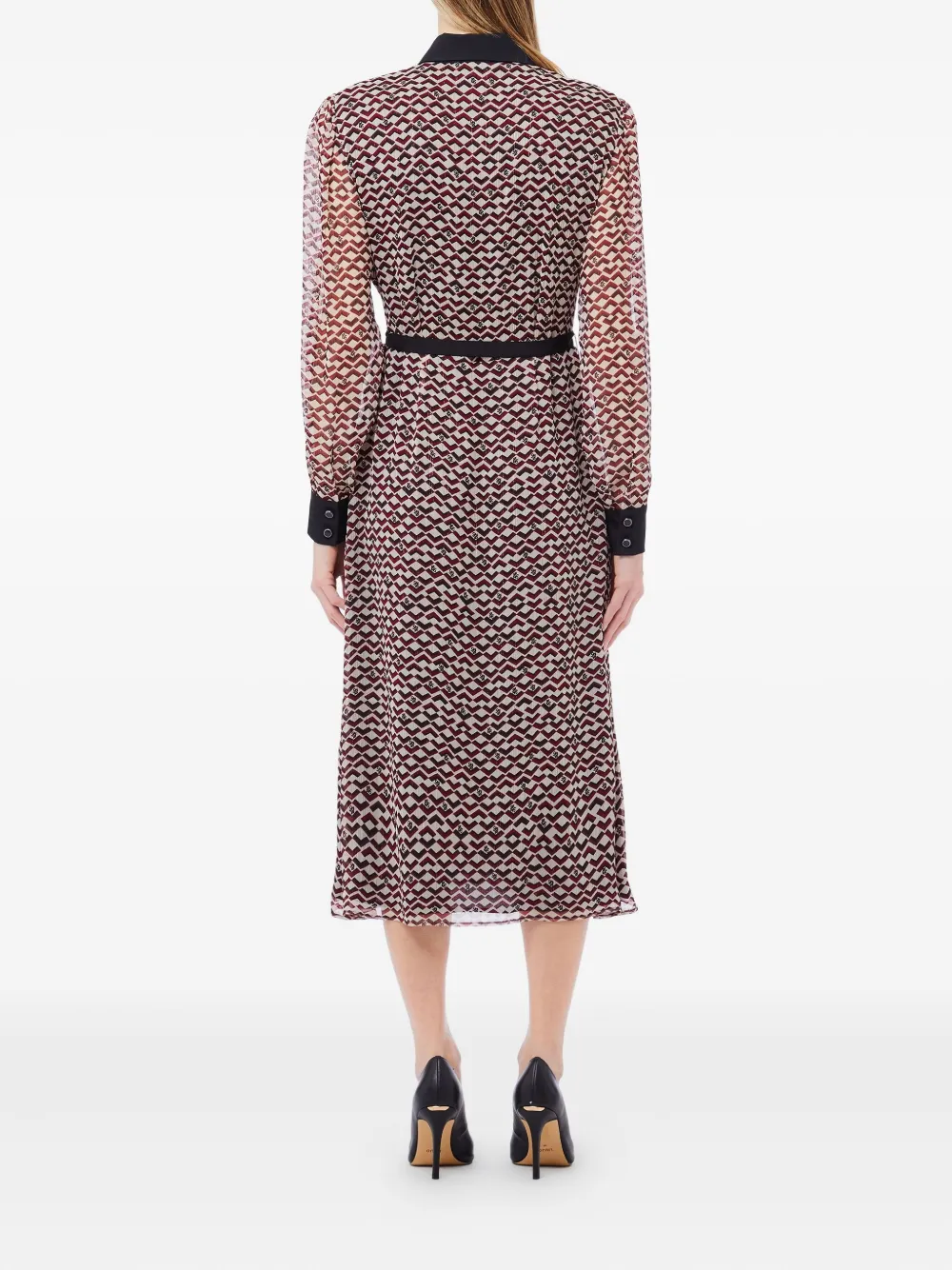 LIU JO collared belted dress - Rood
