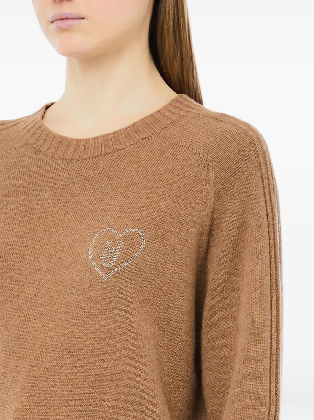 LIU JO Gebreide trui met hartpatroon Bruin