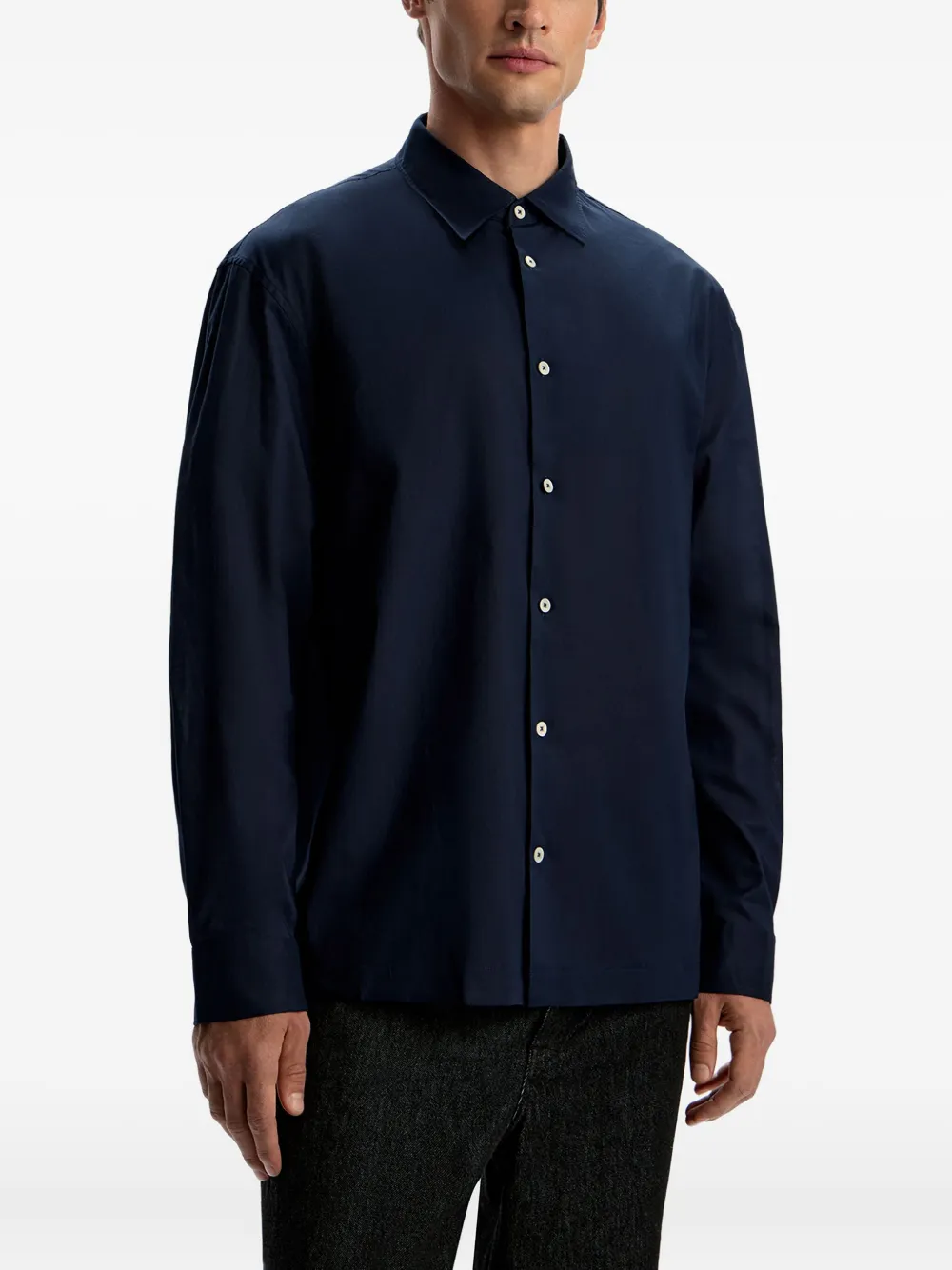 12 STOREEZ Voile overhemd met knopen Blauw