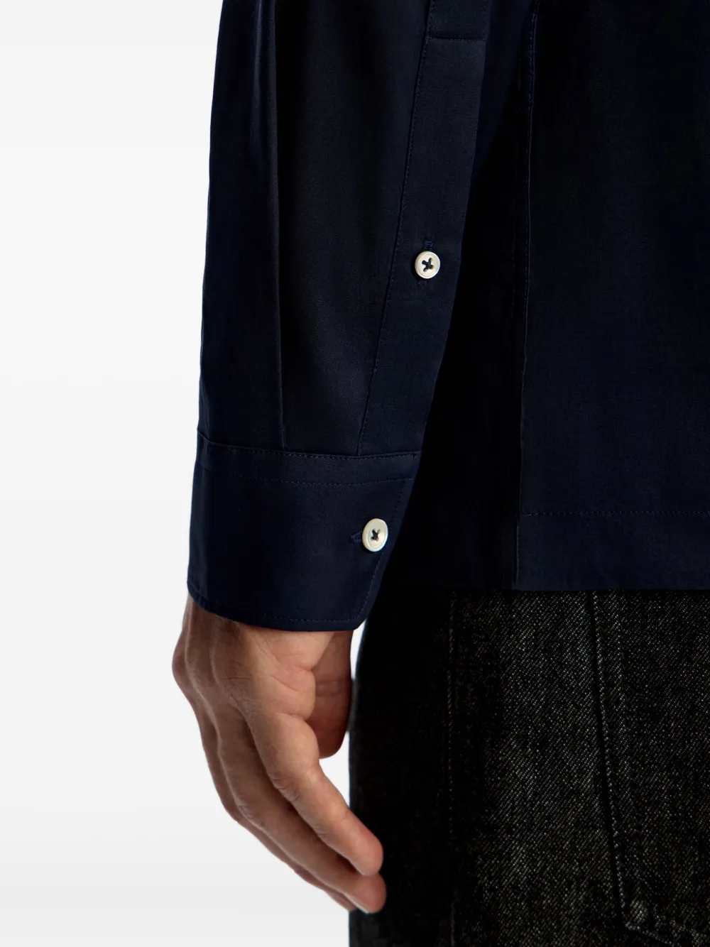 12 STOREEZ Voile overhemd met knopen Blauw