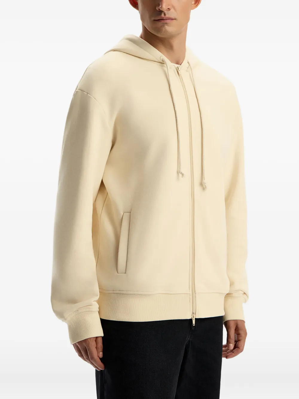 12 STOREEZ Badstof hoodie met rits Beige