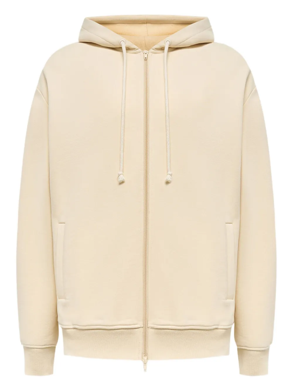 12 STOREEZ zip peached terry hoodie | Neutrals | Image 1