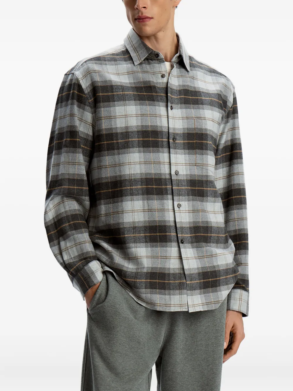 12 STOREEZ Geruit flanellen overhemd Grijs