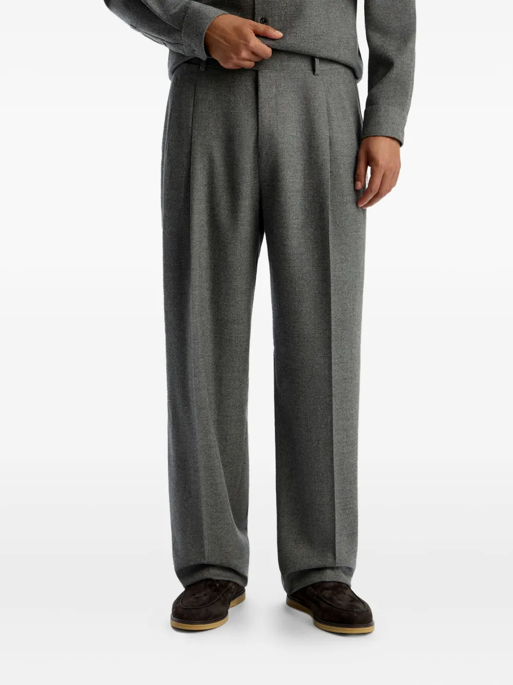 12 STOREEZ Drago geplooide broek Grijs