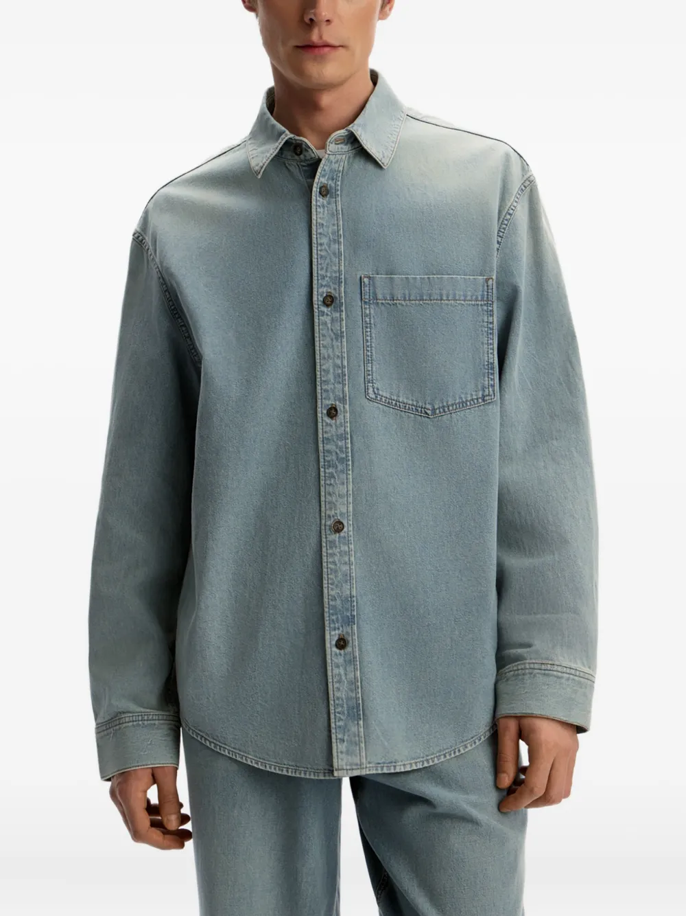 12 STOREEZ Shirtjack met borstzak Blauw