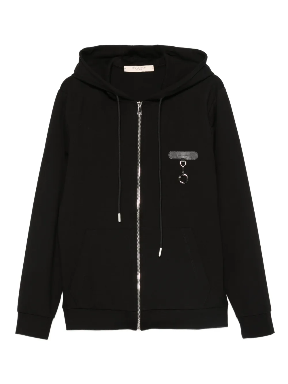 YES LONDON logo-patch zip-up hoodie - Nero