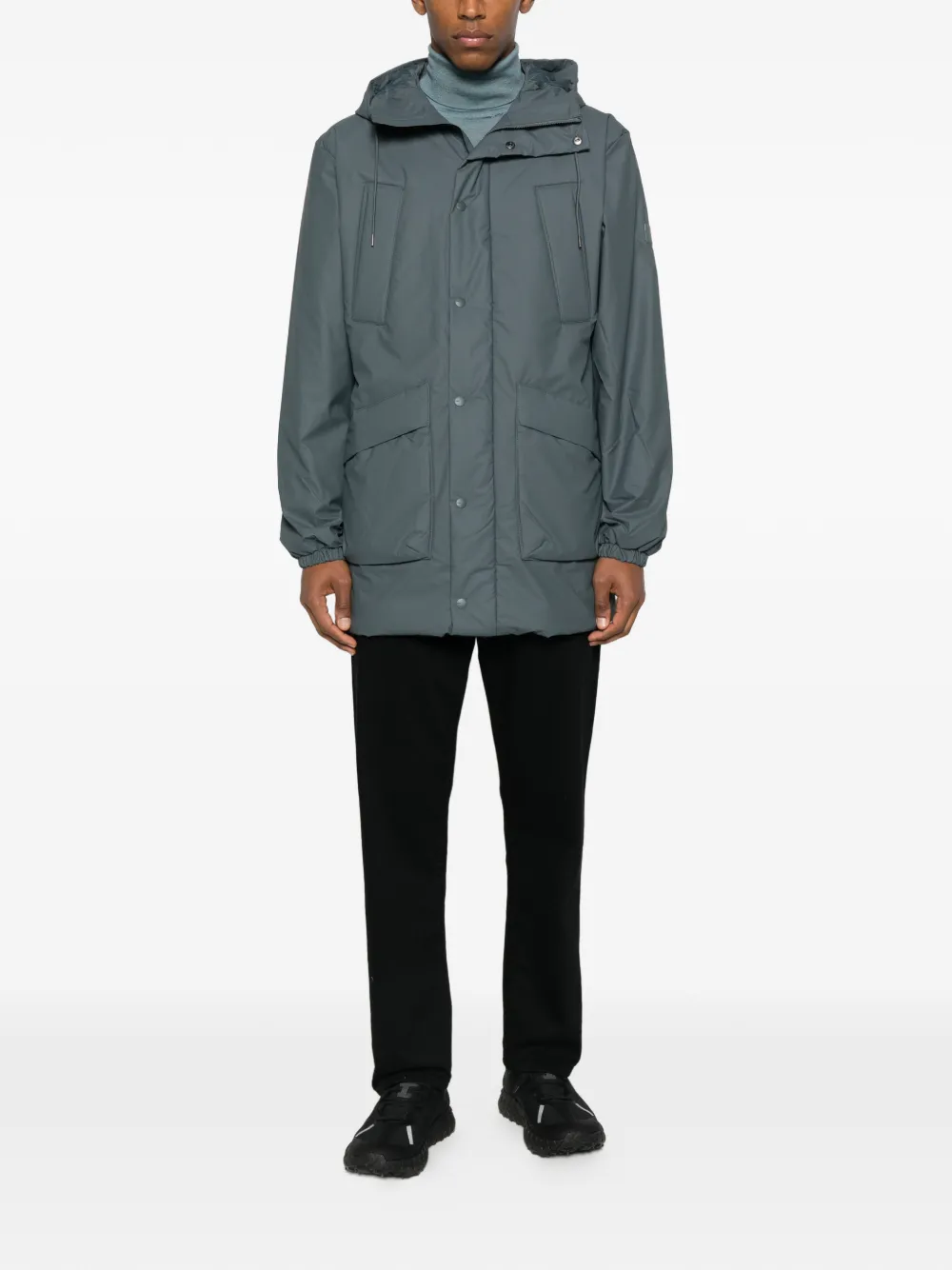 Rains Lohja Insulated Cargo Coat In Blue