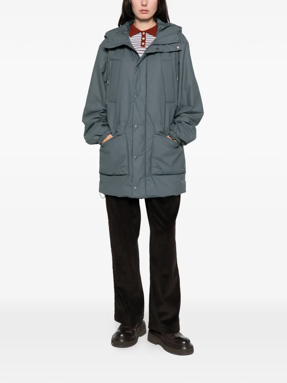 Rains Lohja Insulated Cargo Coat In Blue