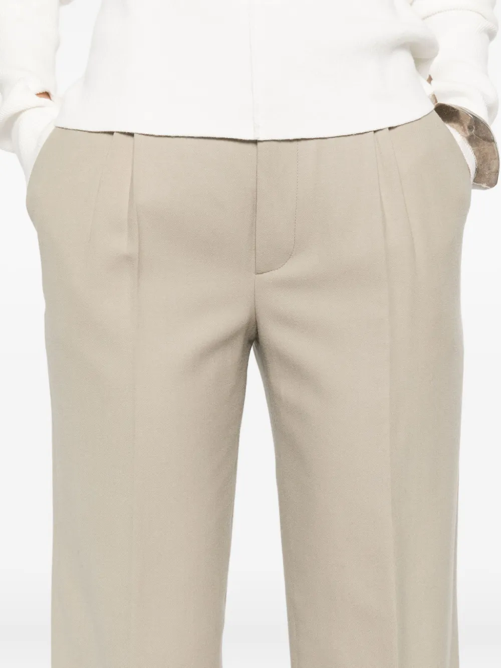 Cellar Door Beverly Pleated Wool Trousers Clothing In Neutral