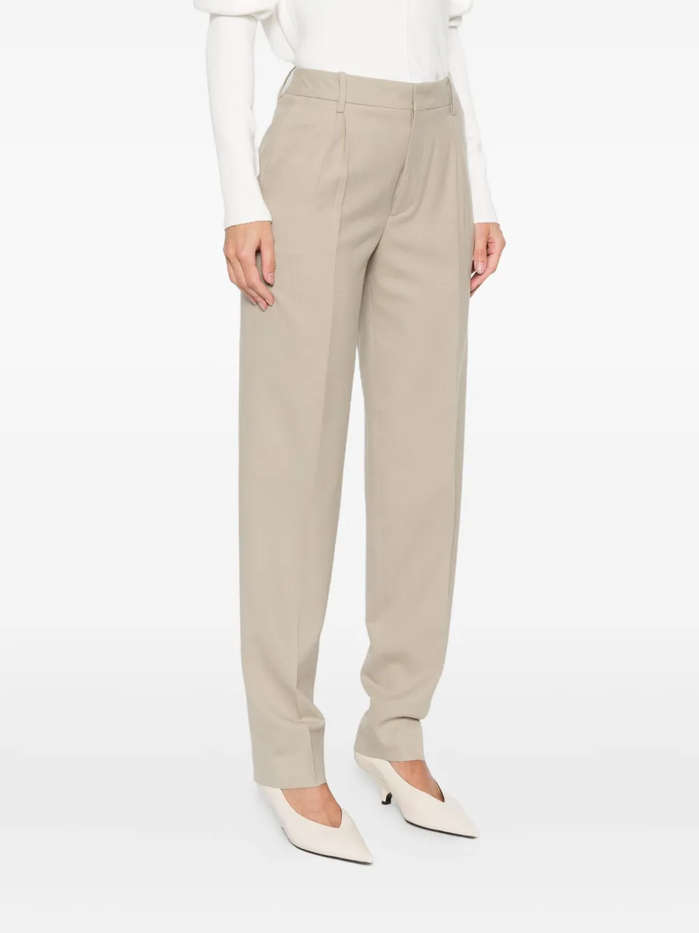 Cellar Door Beverly Pleated Wool Trousers Clothing In Neutral