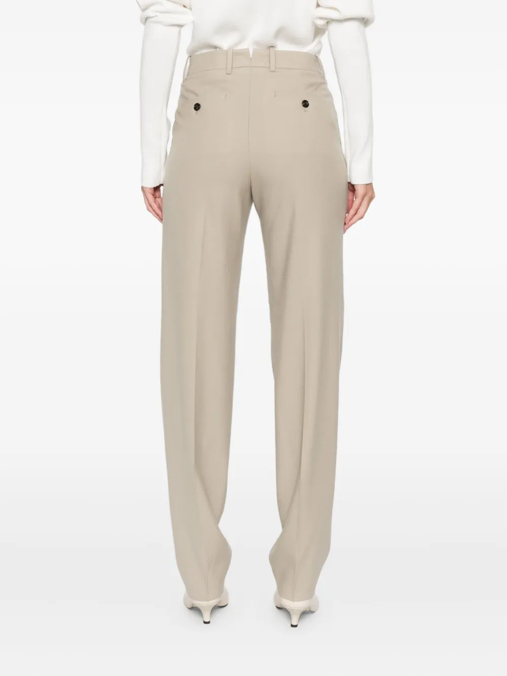 Cellar Door Beverly Pleated Wool Trousers Clothing In Neutral