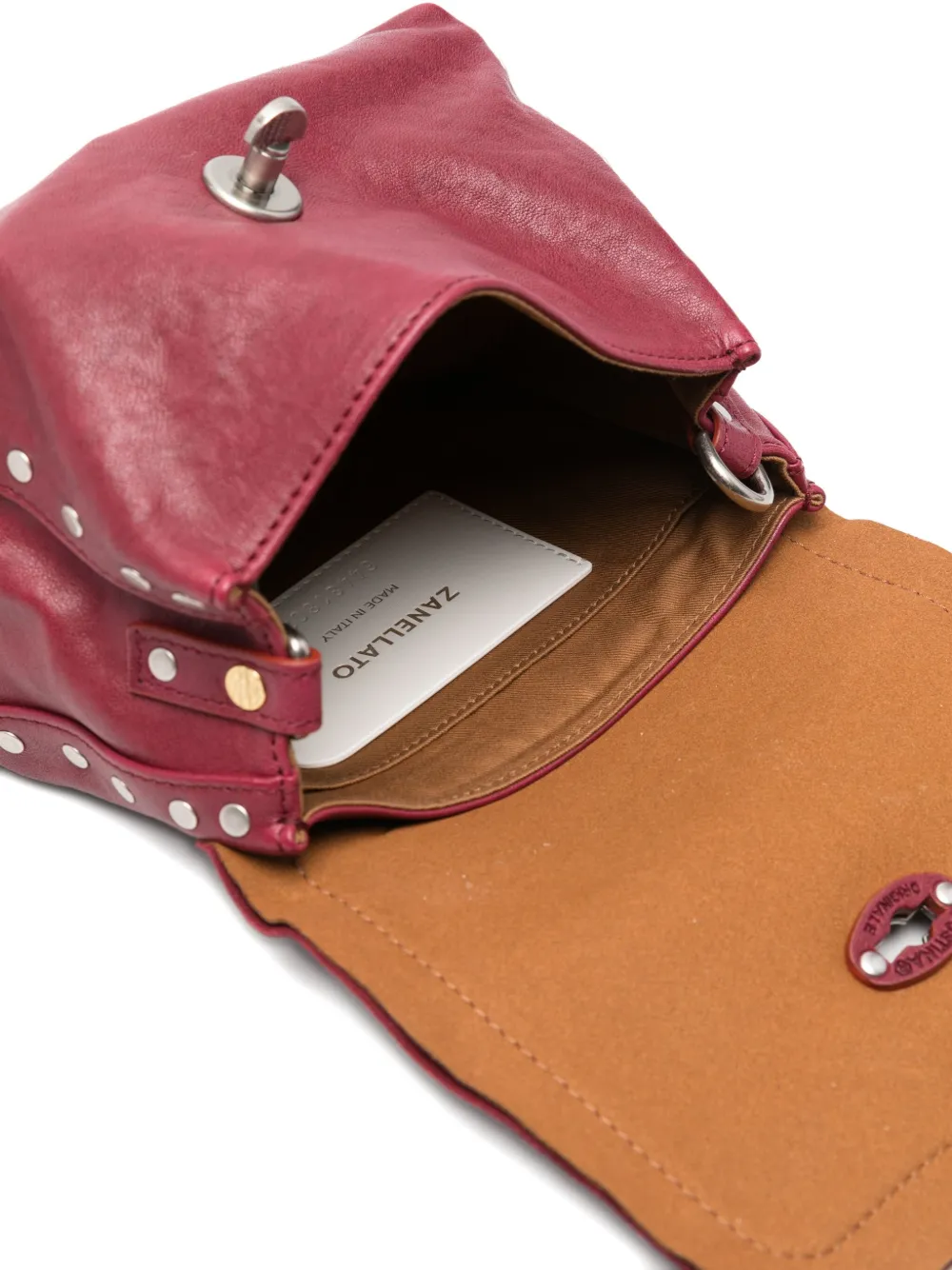 Zanellato Postina Tabacco Baby Leather Handbag In Burgundy