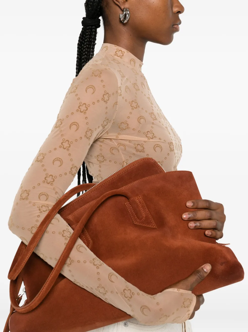 Marine Serre Mesh top met maanpatroon Beige