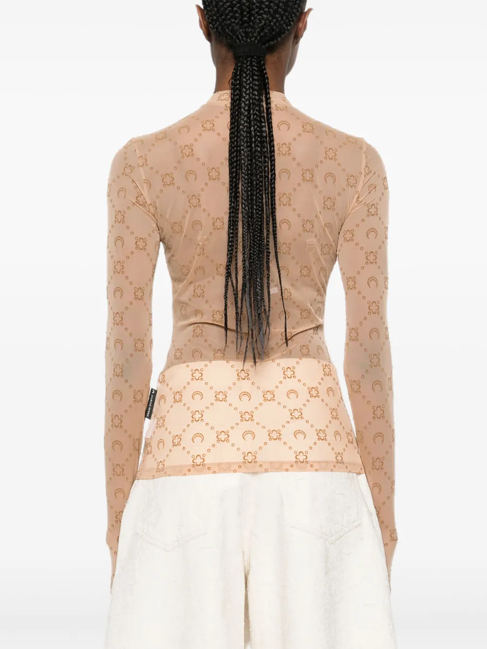 Marine Serre Mesh top met maanpatroon Beige