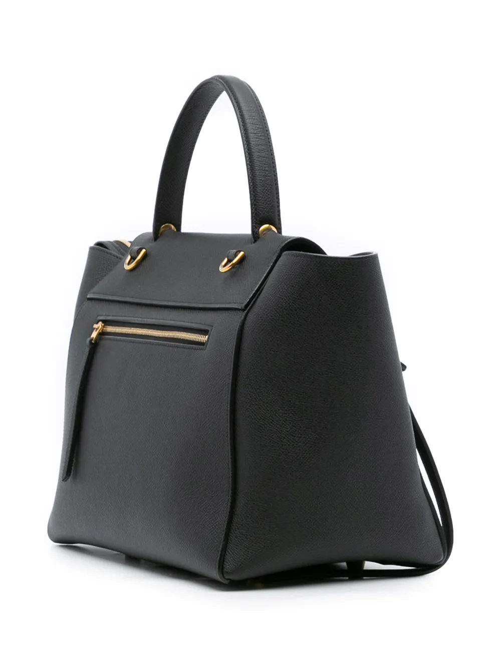 Pre-owned Celine 2016 Mini Grained Calfskin Belt Bag Satchel In Black