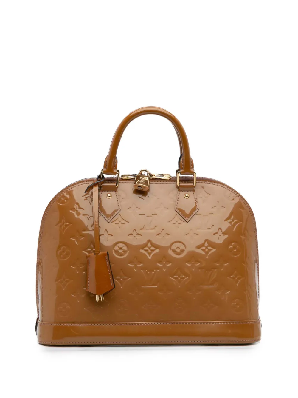 Pre-owned Louis Vuitton 2013 Monogram Vernis Alma Pm Handbag In Brown