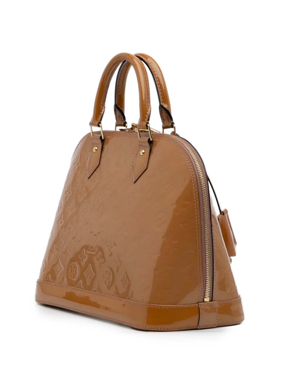 Pre-owned Louis Vuitton 2013 Monogram Vernis Alma Pm Handbag In Brown