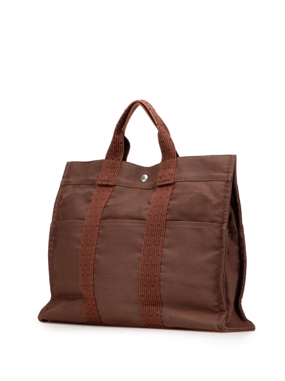 Pre-owned Hermes 1990-2010 Canvas Herline Mm Tote Bag In Brown