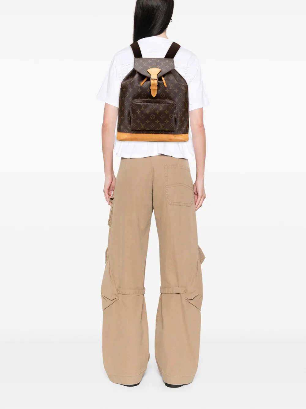 Pre-owned Louis Vuitton 1996 Monogram Montsouris Gm Backpack In Brown