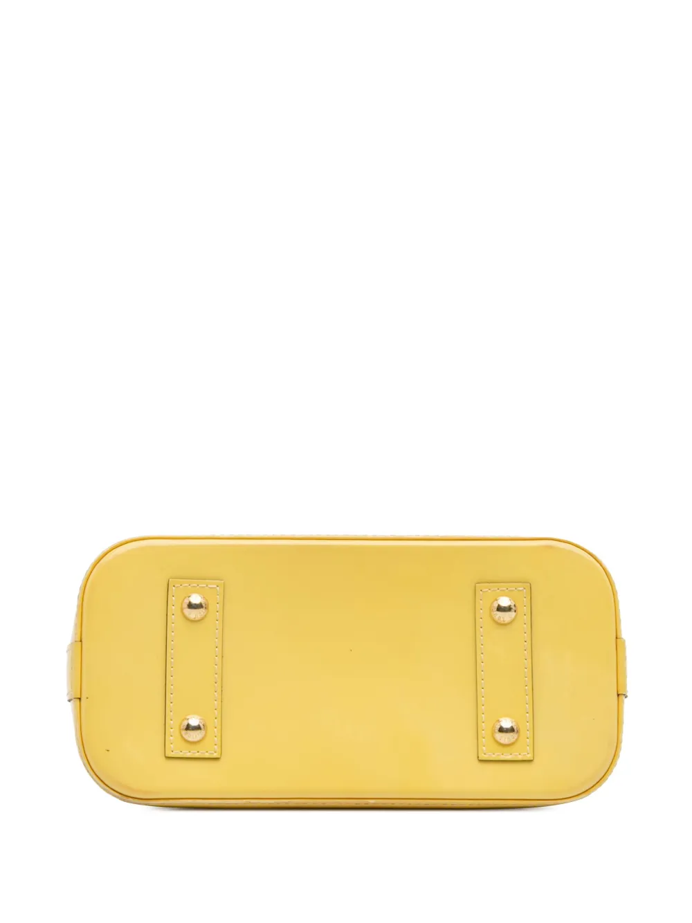 Pre-owned Louis Vuitton 2014 Monogram Vernis Alma Bb Satchel In Yellow