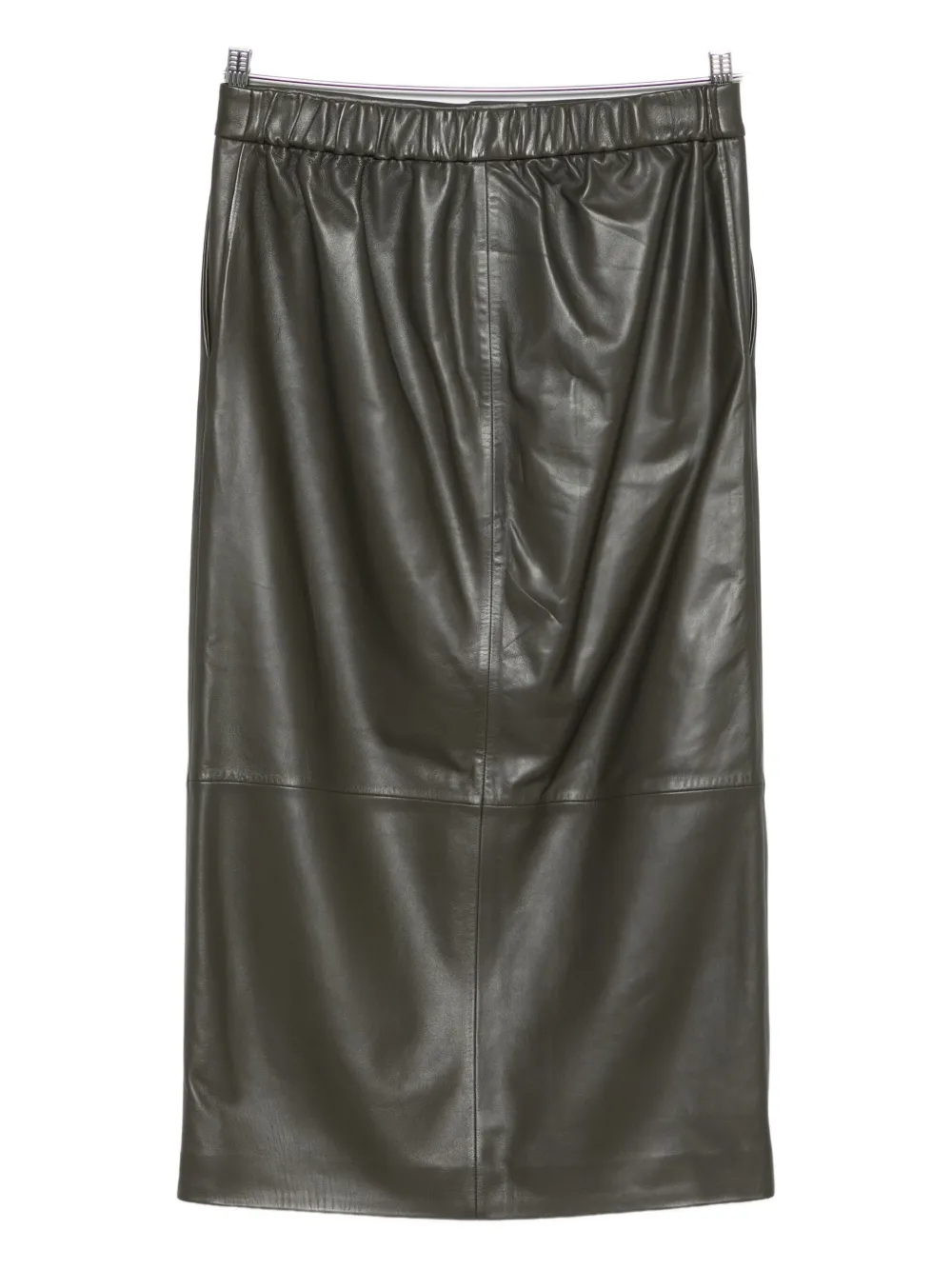 Antonelli Panelled Leather Midi Skirt In Blue