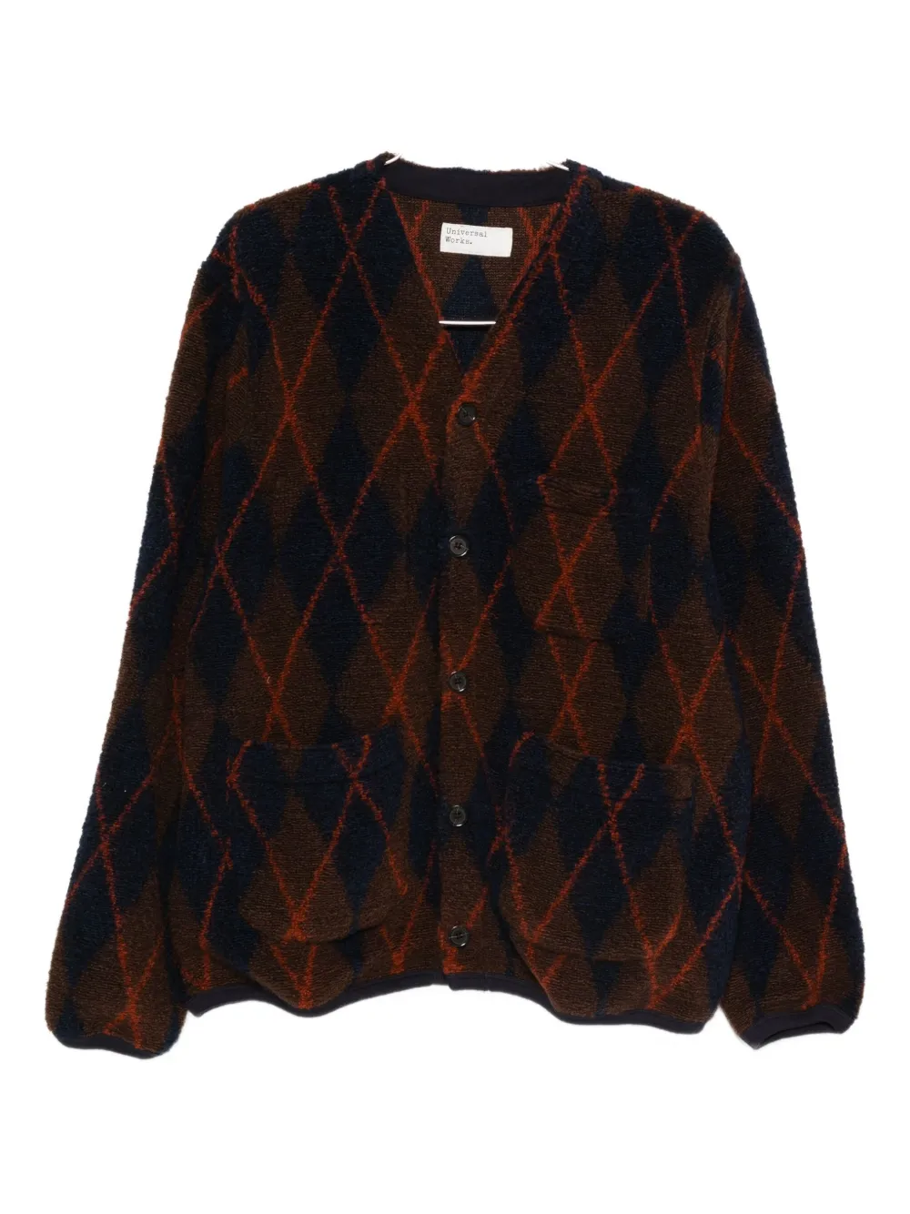 Universal Works argyle-pattern cardigan | Blue | Image 1