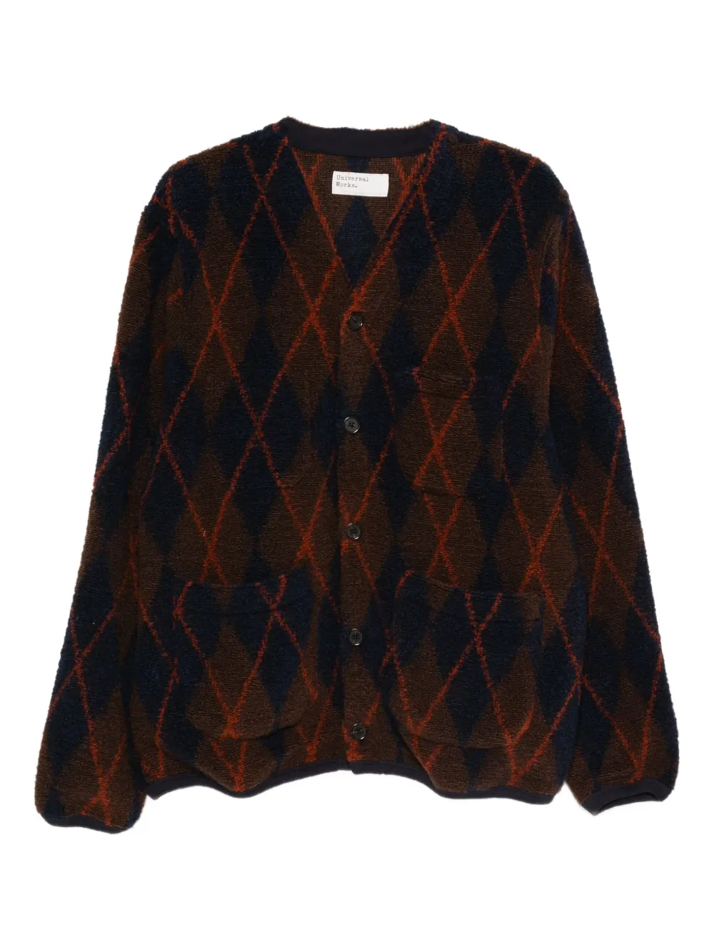 Universal Works argyle-pattern cardigan | Blue | Image 1
