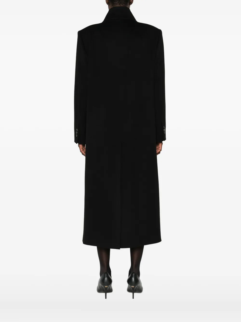 Alberto Biani High-neck Single-breasted Coat In Black