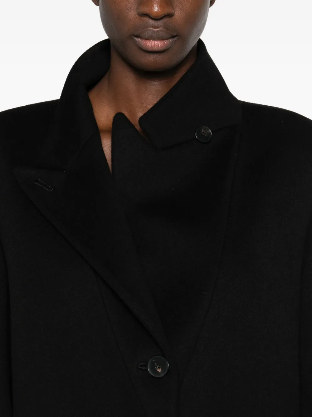 Alberto Biani High-neck Single-breasted Coat In Black