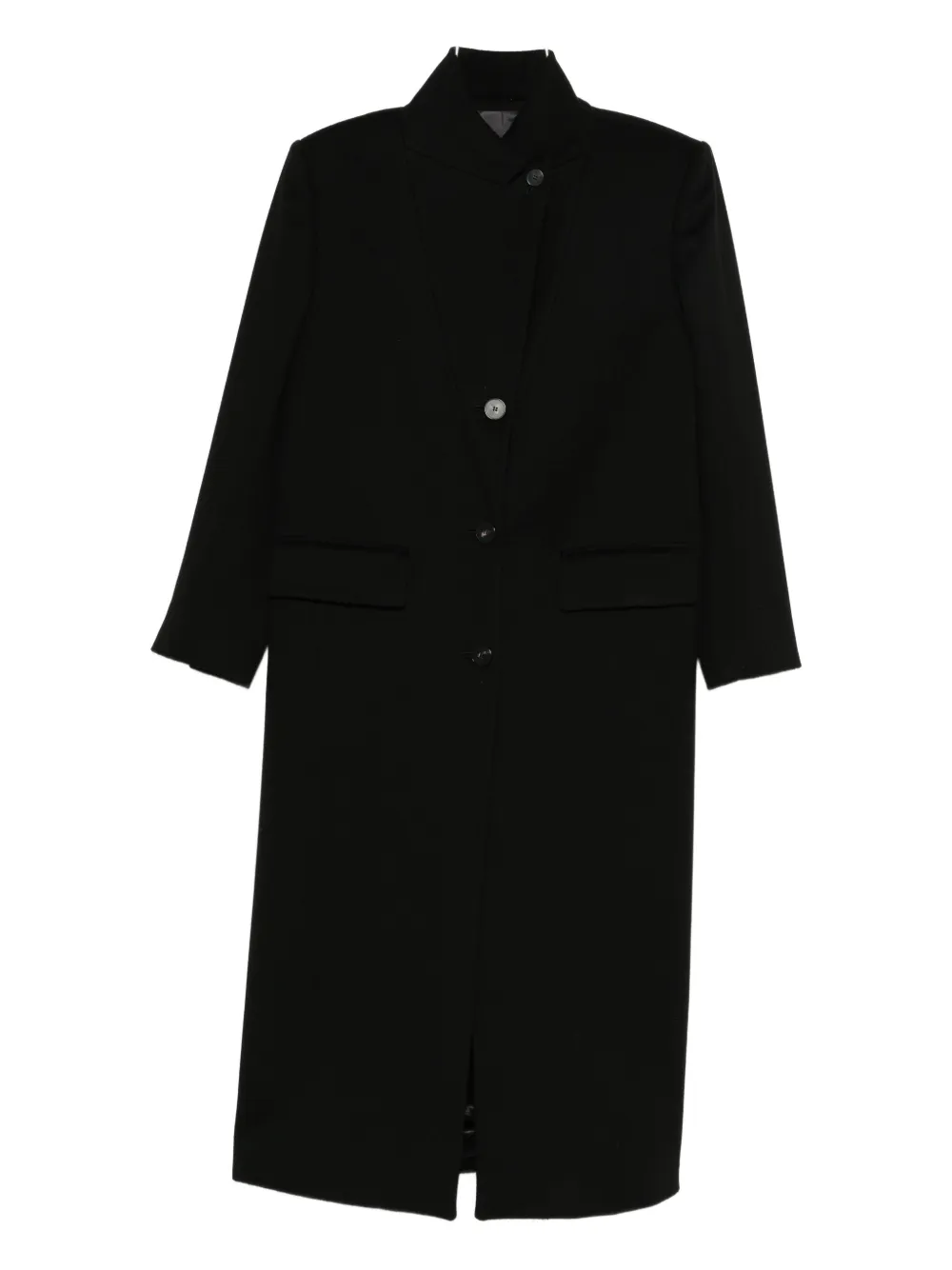 Alberto Biani High-neck Single-breasted Coat In Black