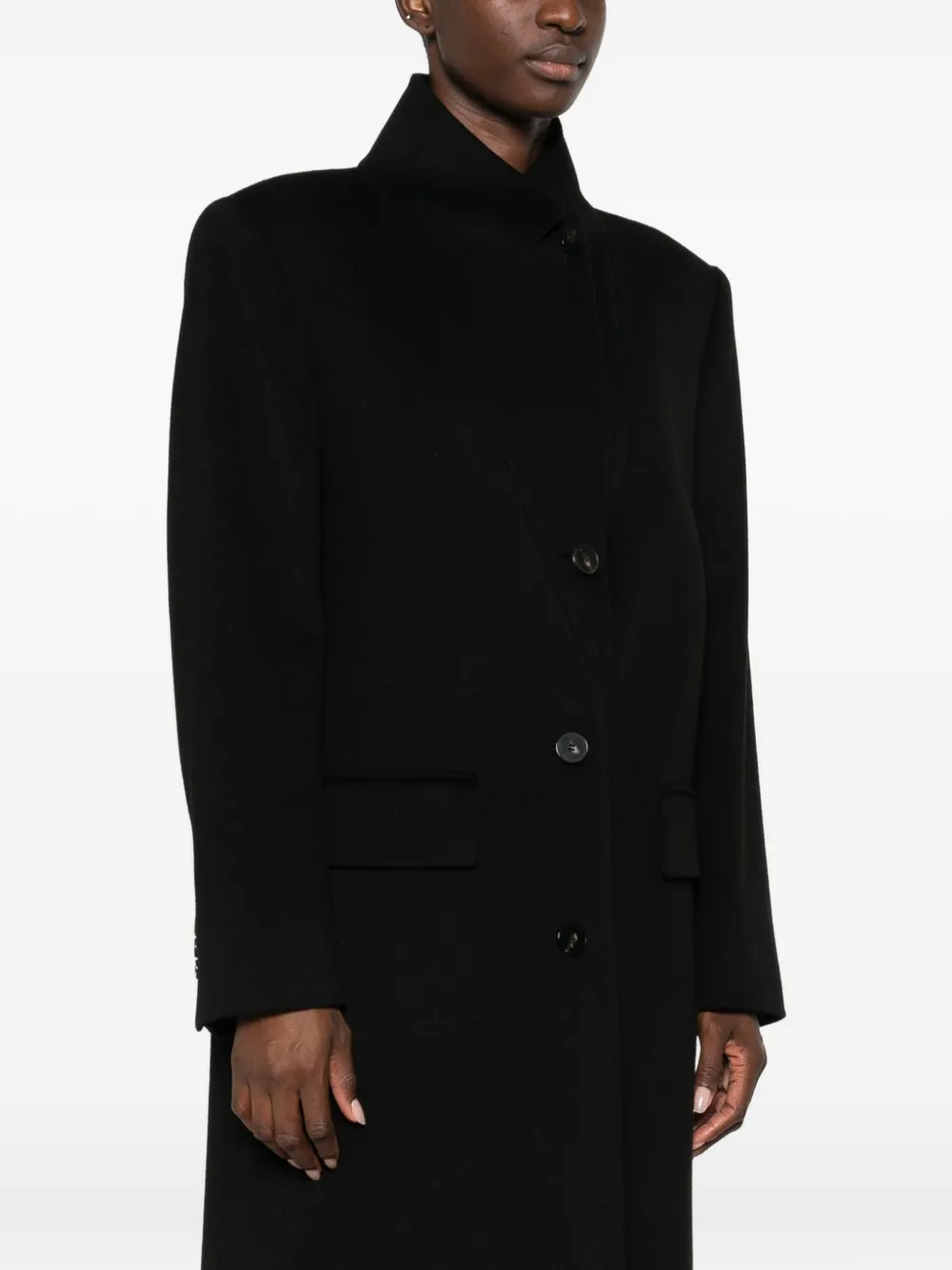 Alberto Biani High-neck Single-breasted Coat In Black
