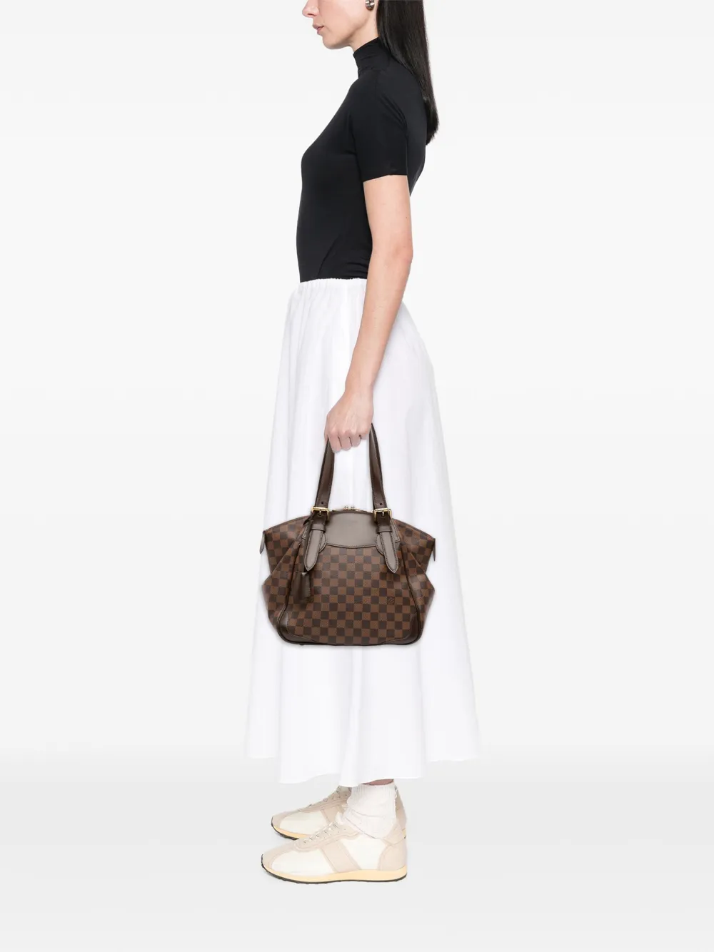Pre-owned Louis Vuitton 2012 Damier Ebene Verona Mm Shoulder Bag In Brown