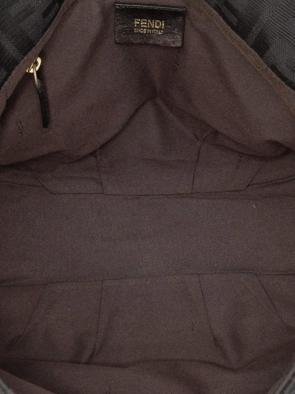 Pre-owned Fendi 2010-2025 Zucca Canvas Mia Flap Shoulder Bag In Black