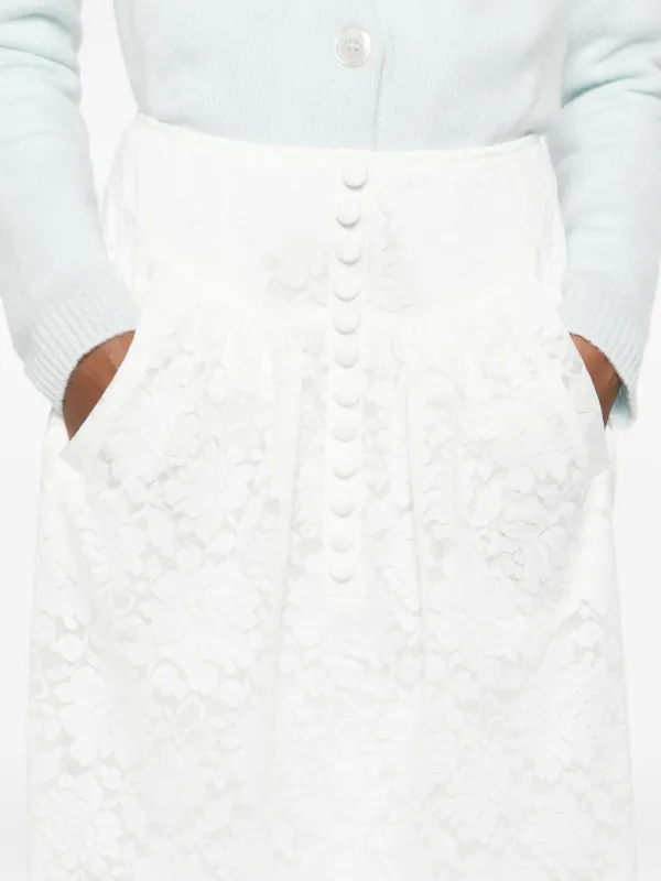 【美品】SHUSHU TONG Waist Lace skirt SHUSHU/TONG floral-lace Midi Skirt | White | FARFETCH