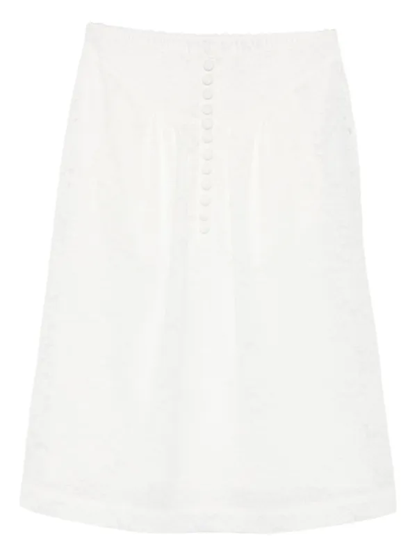 Shushu/Tong Floral-lace Midi Skirt in White