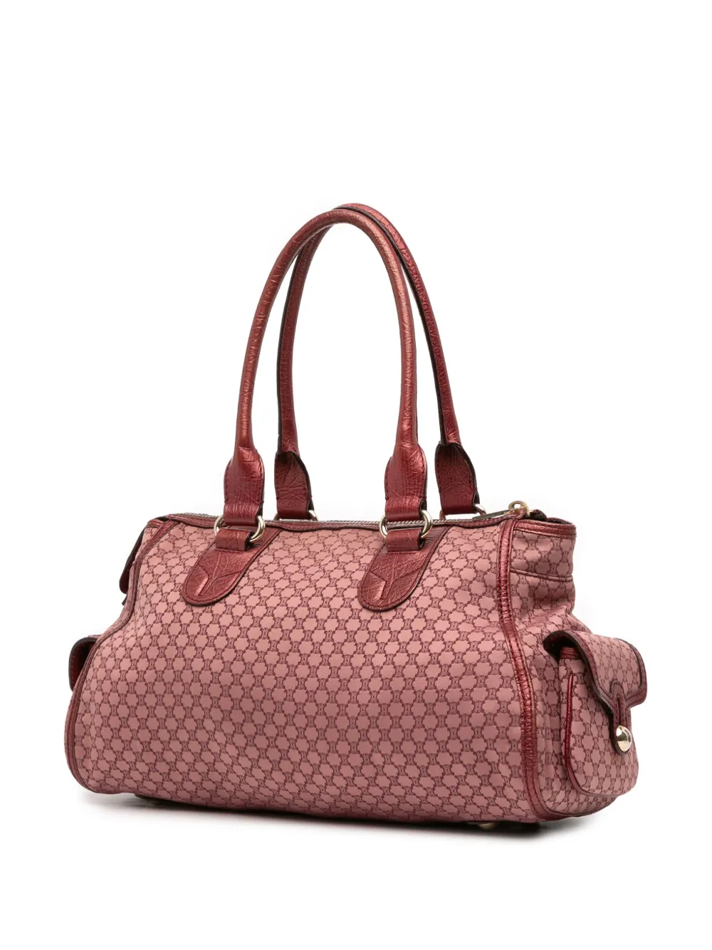 Pre-owned Celine 2016 Macadam Canvas Handbag In Red