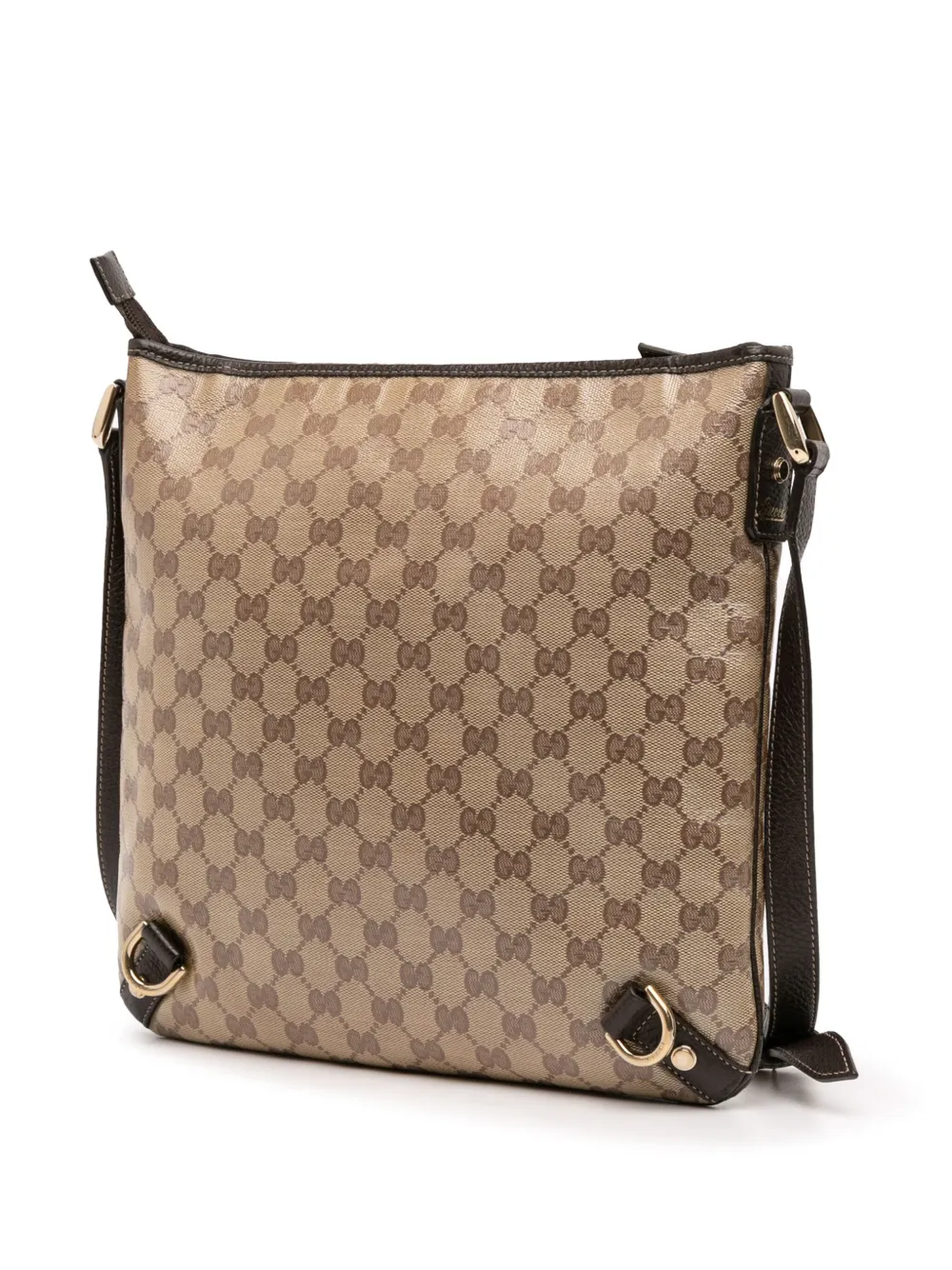Pre-owned Gucci 2016-2025 Gg Crystal Abbey D Ring Crossbody Bag In Brown