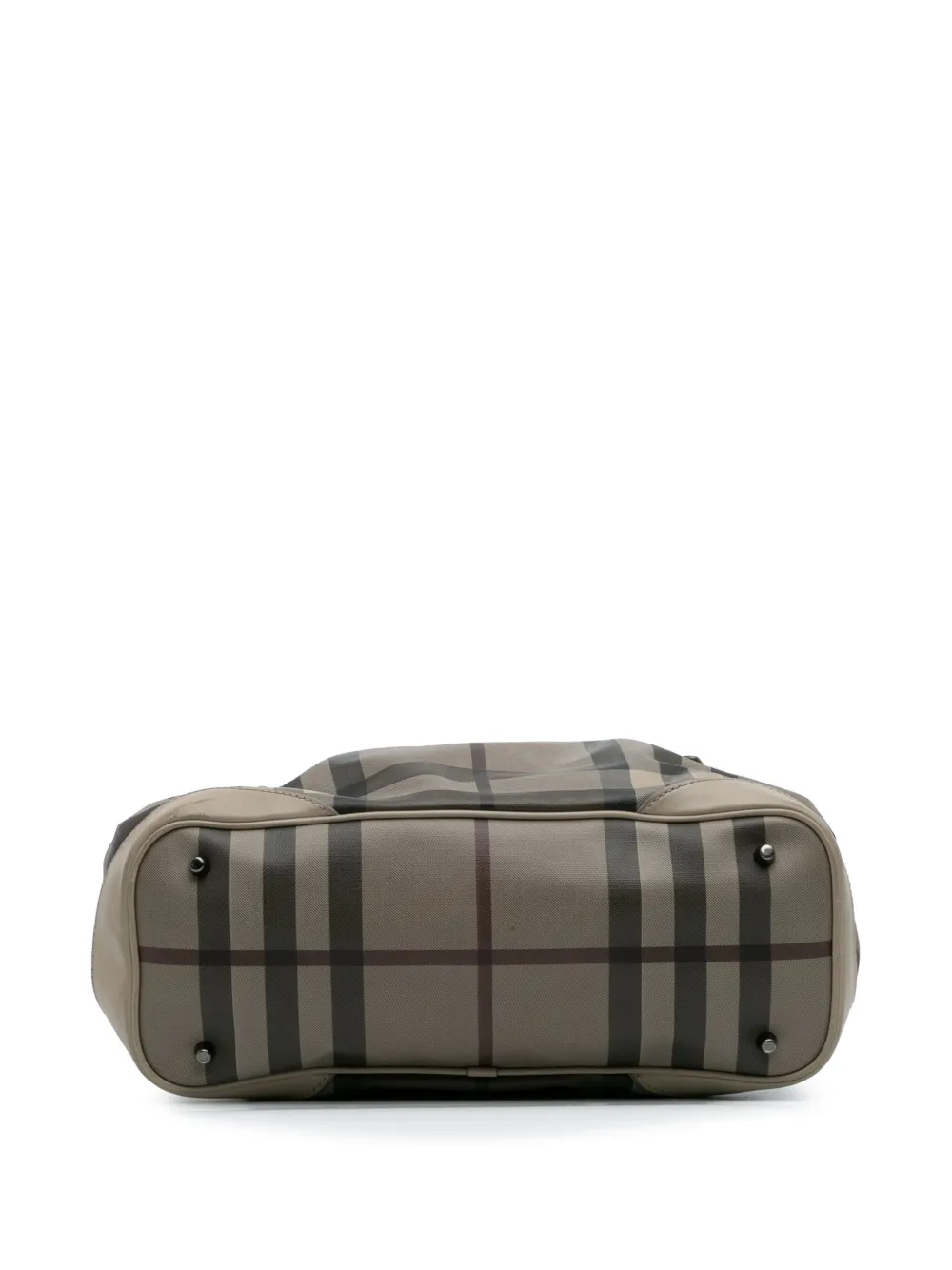 Pre-owned Burberry 2000-2017 Smoke Check Coated Canvas Heathcliff Satchel In Brown