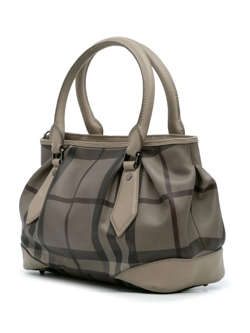 Pre-owned Burberry 2000-2017 Smoke Check Coated Canvas Heathcliff Satchel In Brown