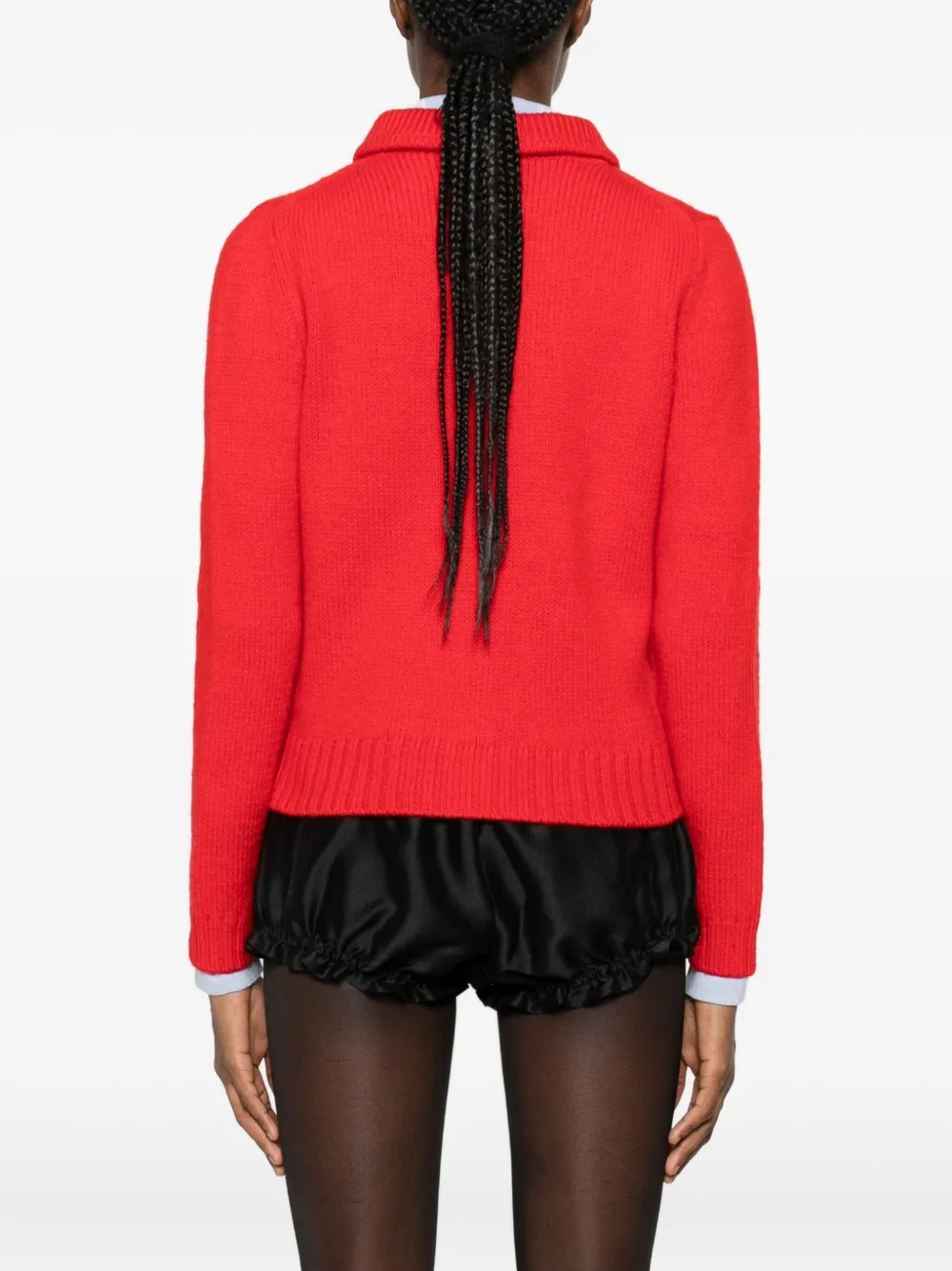 Shushu-tong Floral-embroidered Cardigan In Red