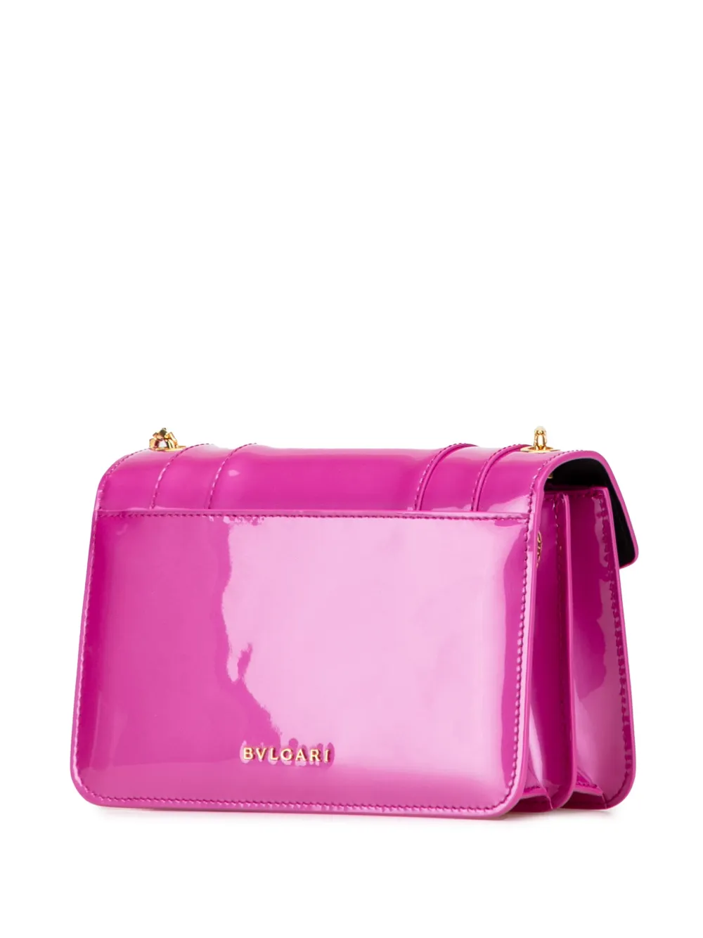 Pre-owned Bvlgari 2010-2025 Patent Serpenti Forever Crossbody Bag In Pink